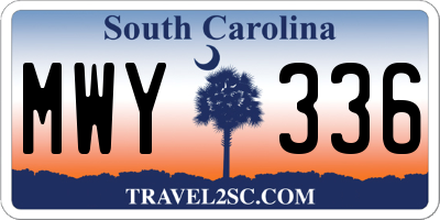SC license plate MWY336