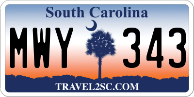 SC license plate MWY343