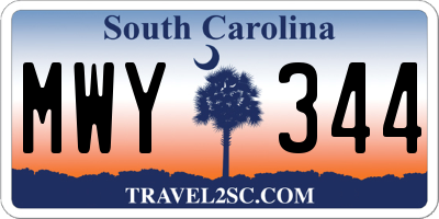 SC license plate MWY344