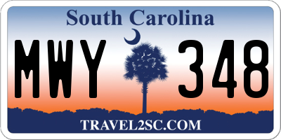 SC license plate MWY348