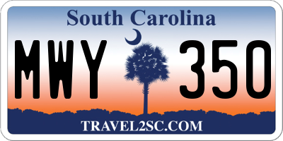 SC license plate MWY350