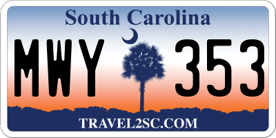 SC license plate MWY353
