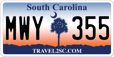 SC license plate MWY355