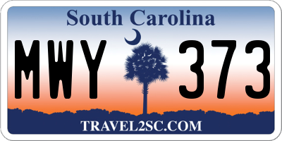 SC license plate MWY373