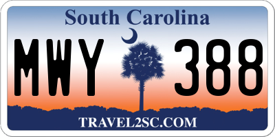 SC license plate MWY388