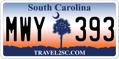 SC license plate MWY393