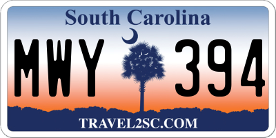 SC license plate MWY394