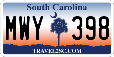 SC license plate MWY398