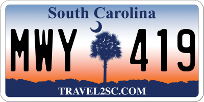SC license plate MWY419