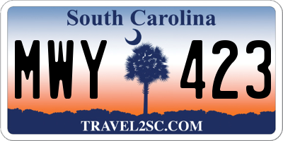 SC license plate MWY423