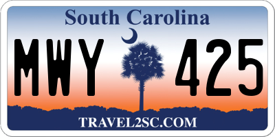 SC license plate MWY425
