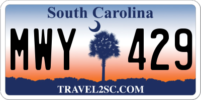 SC license plate MWY429