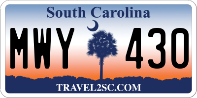 SC license plate MWY430