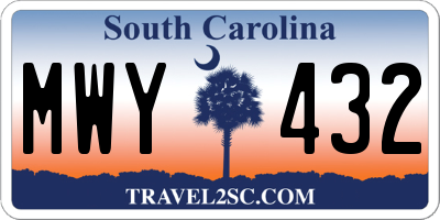 SC license plate MWY432