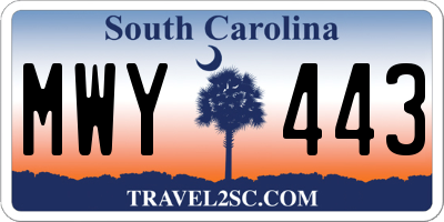 SC license plate MWY443