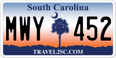SC license plate MWY452