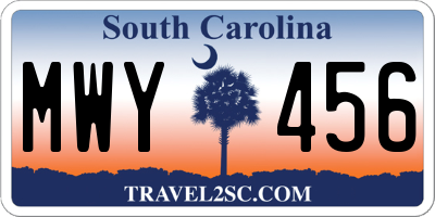 SC license plate MWY456