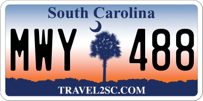 SC license plate MWY488