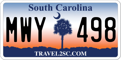 SC license plate MWY498