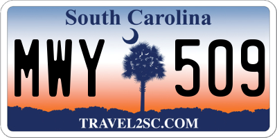 SC license plate MWY509