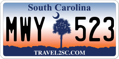 SC license plate MWY523