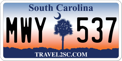 SC license plate MWY537
