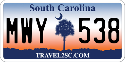 SC license plate MWY538