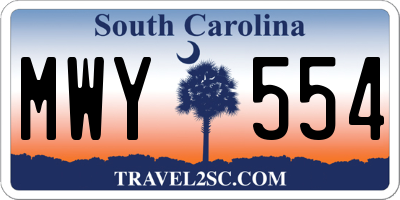 SC license plate MWY554