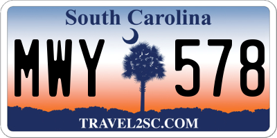 SC license plate MWY578