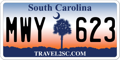 SC license plate MWY623