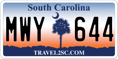 SC license plate MWY644