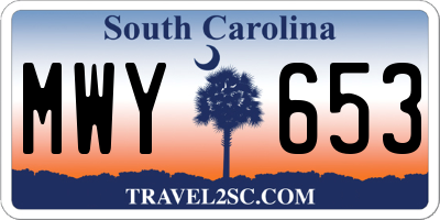 SC license plate MWY653