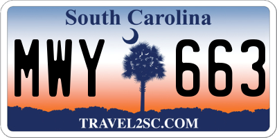 SC license plate MWY663