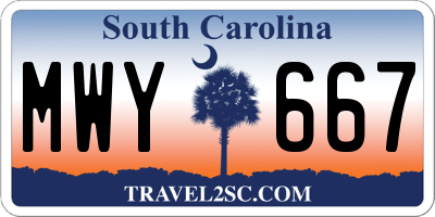 SC license plate MWY667