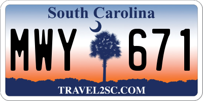 SC license plate MWY671