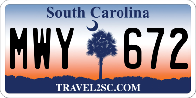SC license plate MWY672