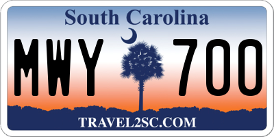 SC license plate MWY700
