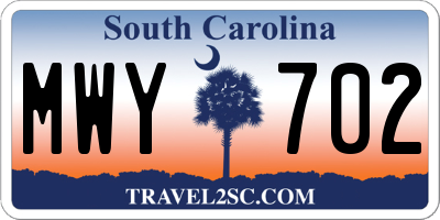 SC license plate MWY702