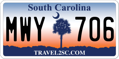SC license plate MWY706