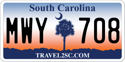 SC license plate MWY708