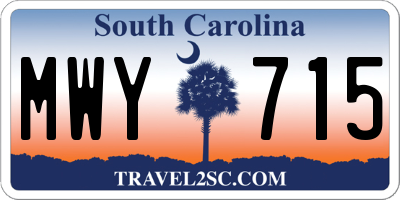 SC license plate MWY715