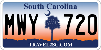 SC license plate MWY720