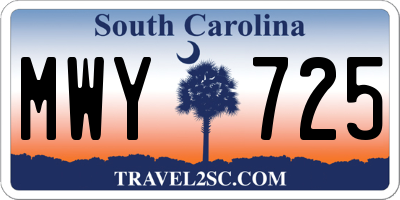 SC license plate MWY725