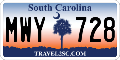 SC license plate MWY728