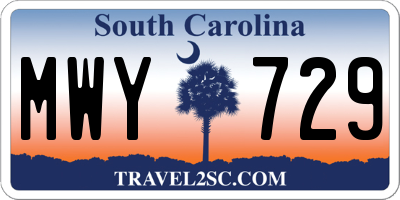 SC license plate MWY729