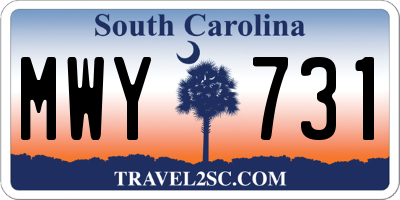 SC license plate MWY731