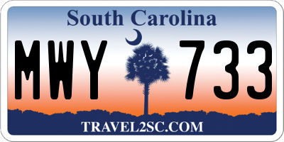 SC license plate MWY733