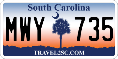 SC license plate MWY735