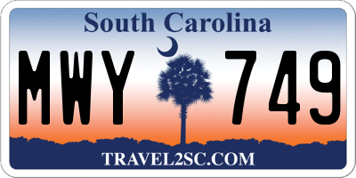 SC license plate MWY749