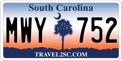 SC license plate MWY752